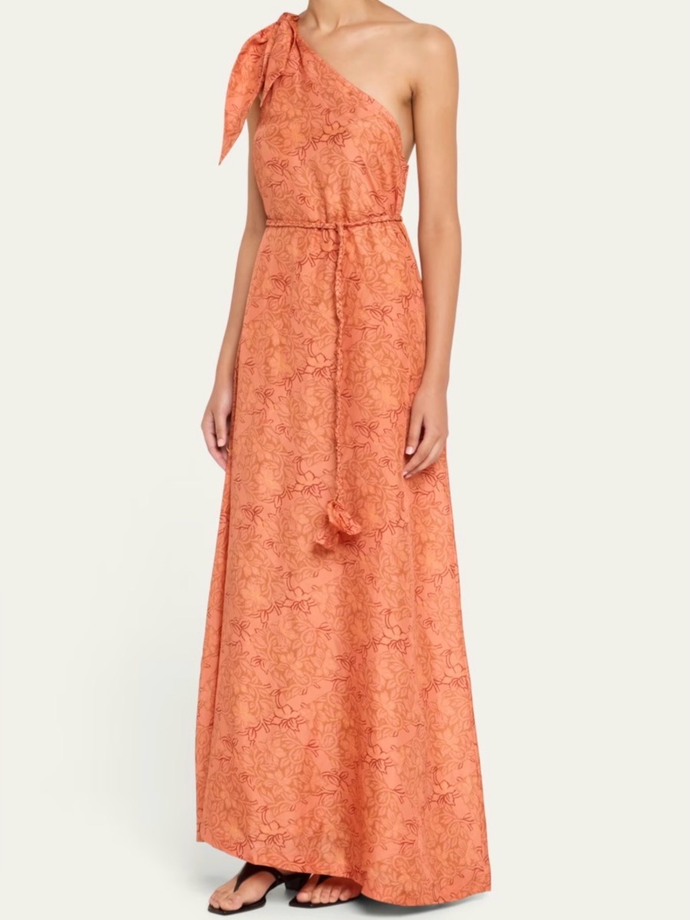 Hannah Artwear Helena One Shoulder Silk Maxi Dress Vacation Boho Preppy Womens 6